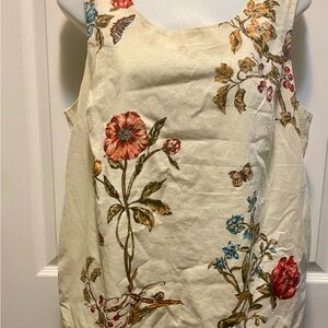 Anthropologie Floral Sleeveless Top - Cream with Multicolor Design
